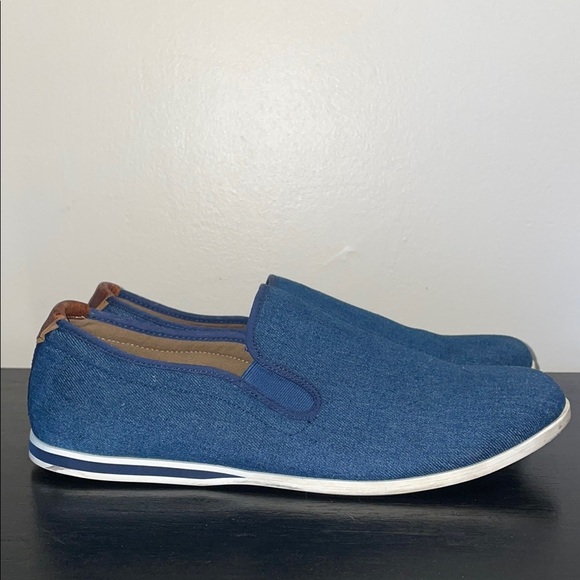 ALDO Blue Canvas Slip-On Shoes with Leather Sole Beds.  Size 12 - Picture 1 of 12